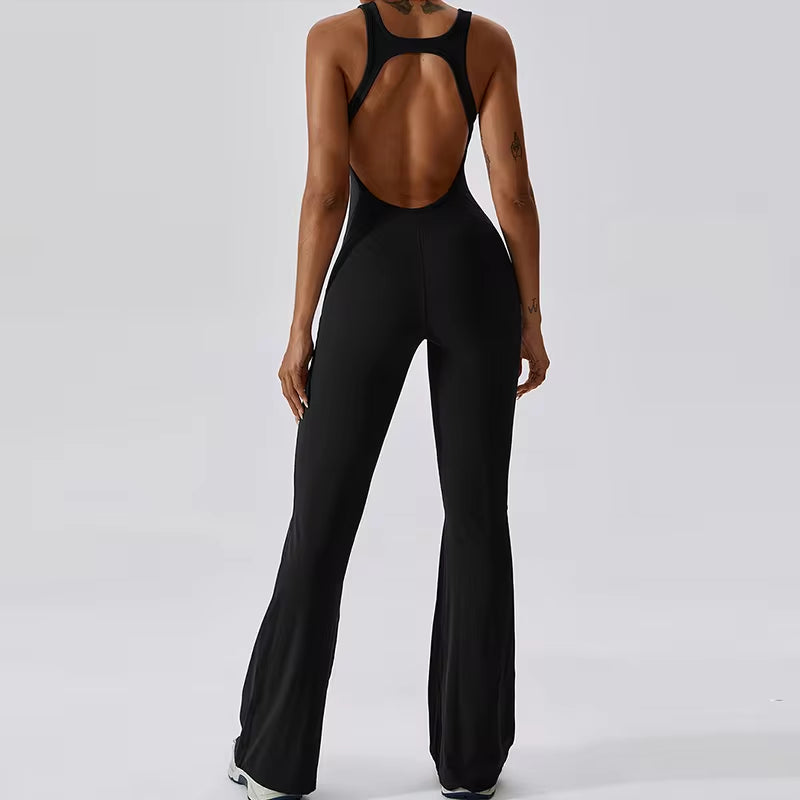Women's Fitness V Jumpsuit and Yoga Set - Stretchable Sportswear for Training and Workouts