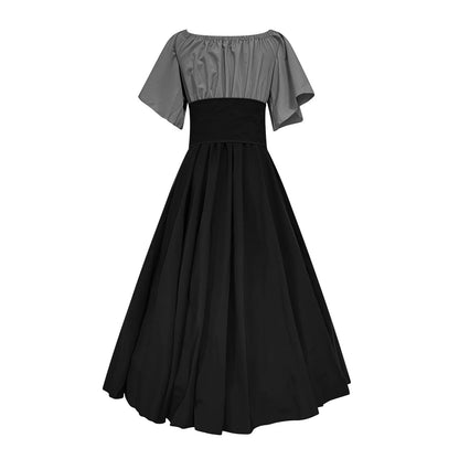 Women's Plus Size Renaissance Faire Dresses - Medieval Irish Traditional Corset Gown with Ruffle Overlay for Retro Cosplay