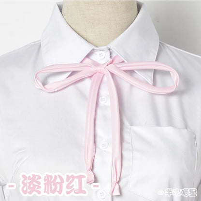 Japanese High School Short-Sleeve Uniform Shirt with Square Collar in White