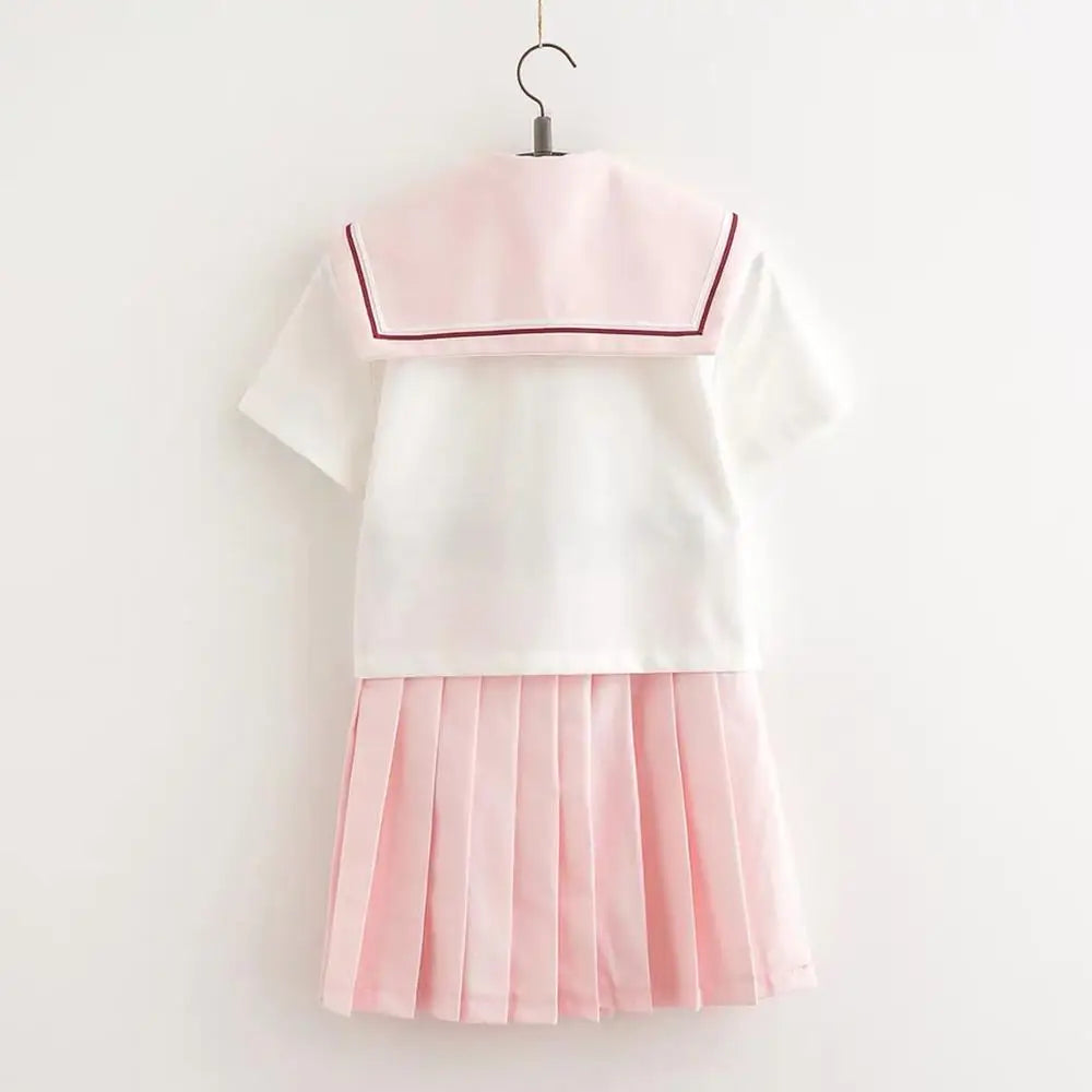 Sakura Light Pink Japanese School Uniform Skirt - JK Sailor Suit for Female Students