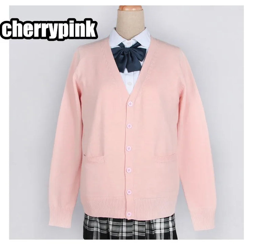 2020 Spring Cosplay School Uniform Sweater for Girls Women Long Sleeve Knitted Japanese Sailor Uniform Cardigans