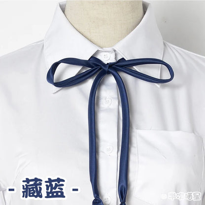 Japanese High School Short-Sleeve Uniform Shirt with Square Collar in White