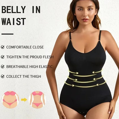 Seamless Solid Bodysuit Shapewear for Women with Tummy Control and Butt Enhancement