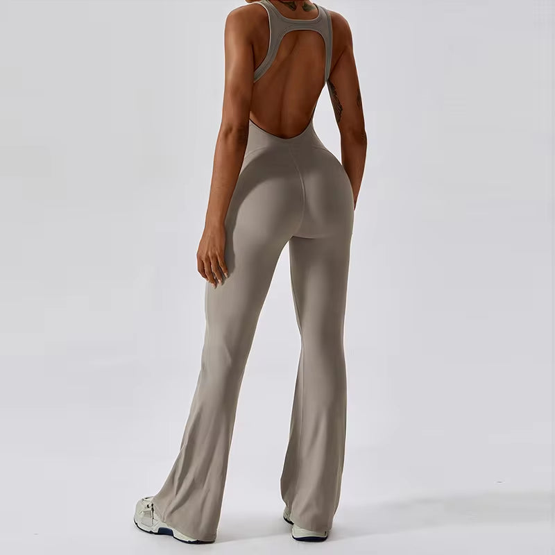 Women's Fitness V Jumpsuit and Yoga Set - Stretchable Sportswear for Training and Workouts