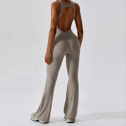 Women's Fitness V Jumpsuit and Yoga Set - Stretchable Sportswear for Training and Workouts