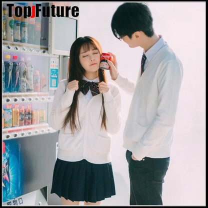 2020 Spring Cosplay School Uniform Sweater for Girls Women Long Sleeve Knitted Japanese Sailor Uniform Cardigans