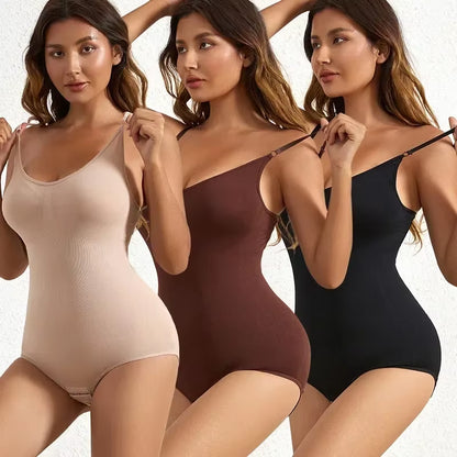 Seamless Solid Bodysuit Shapewear for Women with Tummy Control and Butt Enhancement