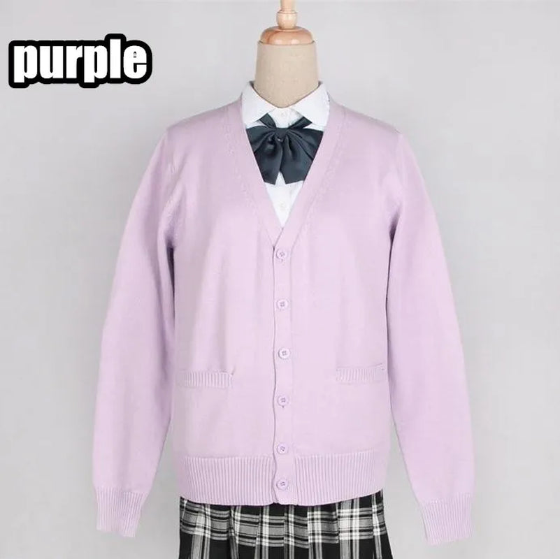 2020 Spring Cosplay School Uniform Sweater for Girls Women Long Sleeve Knitted Japanese Sailor Uniform Cardigans
