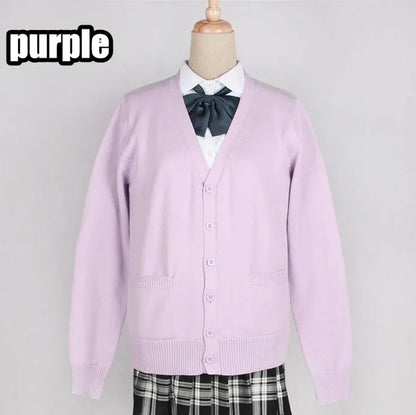 2020 Spring Cosplay School Uniform Sweater for Girls Women Long Sleeve Knitted Japanese Sailor Uniform Cardigans