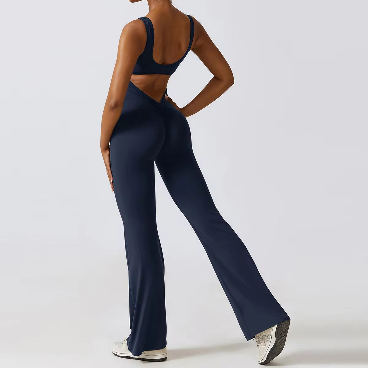 Women's Fitness V Jumpsuit and Yoga Set - Stretchable Sportswear for Training and Workouts