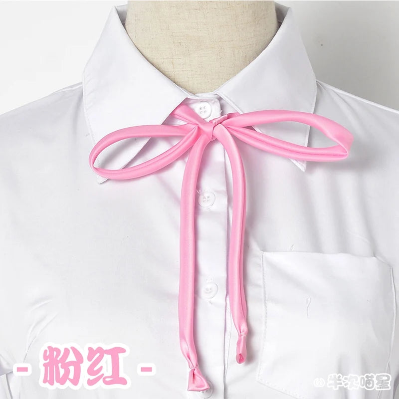 Japanese High School Short-Sleeve Uniform Shirt with Square Collar in White