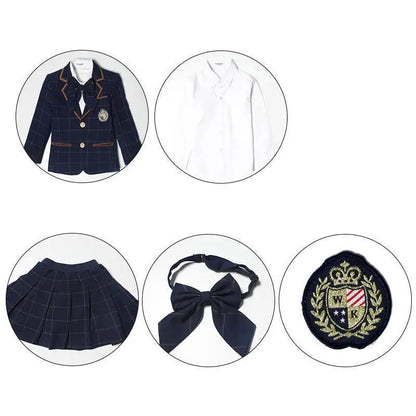 British School Uniform Kindergarten Uniform Wear Kids Primary School Wear Students Children Chorus Costume 4Pcs Set Customes