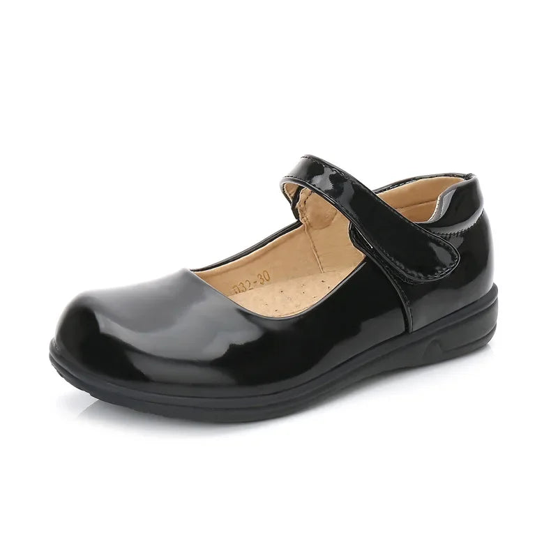 Children's Versatile Leather Shoes for Spring and Autumn - Black Fashion School Uniform Shoes for Girls