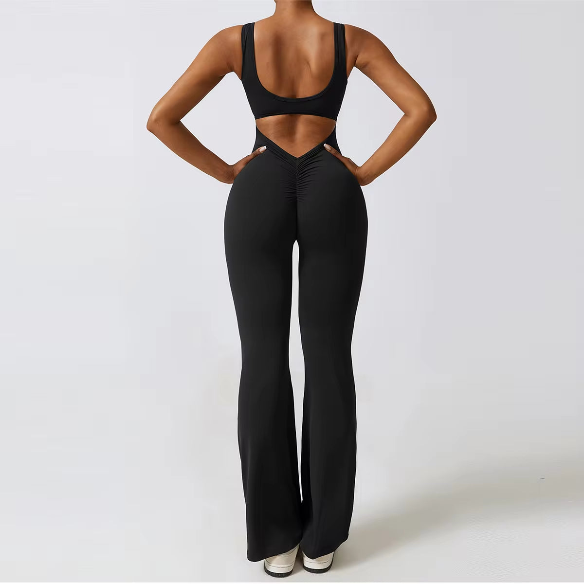 Women's Fitness V Jumpsuit and Yoga Set - Stretchable Sportswear for Training and Workouts