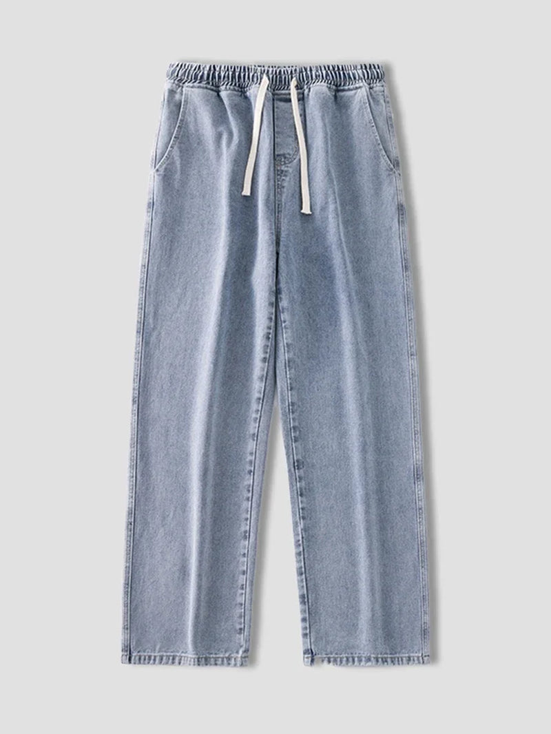 Autumn Korean Fashion Drawstring Y2K Jeans Homme Classic Baggy Straight Wide Leg Pants 2026 New Hip Hop Streetwear Casual Jean