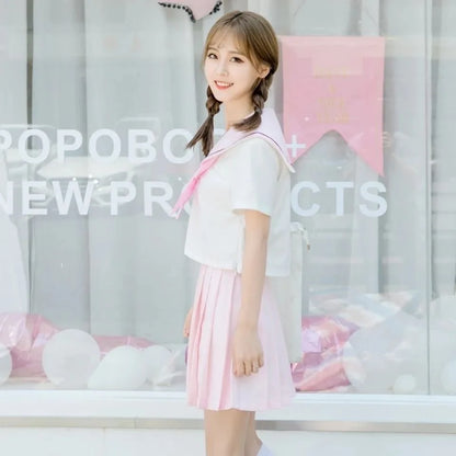 Sakura Light Pink Japanese School Uniform Skirt - JK Sailor Suit for Female Students