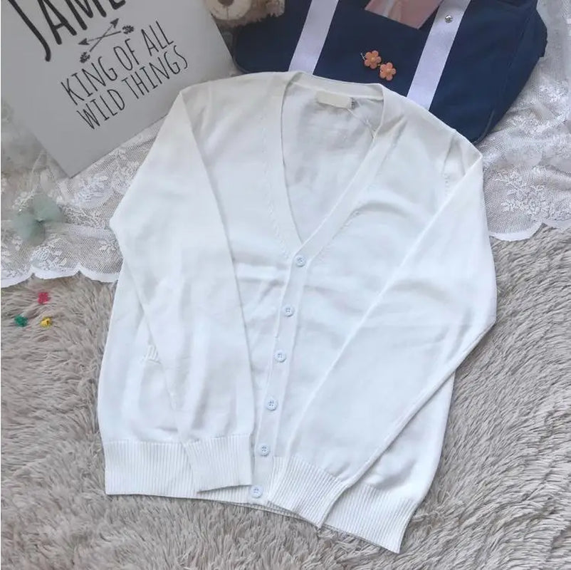 2020 Spring Cosplay School Uniform Sweater for Girls Women Long Sleeve Knitted Japanese Sailor Uniform Cardigans
