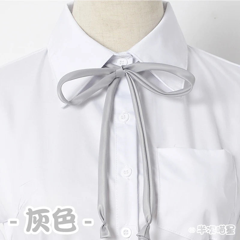 Japanese High School Short-Sleeve Uniform Shirt with Square Collar in White