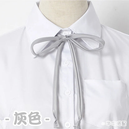 Japanese High School Short-Sleeve Uniform Shirt with Square Collar in White