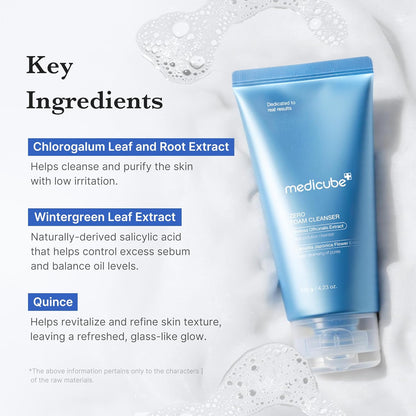 Facial Cleanser Zero Foam Cleanser for Pore & Excess Oil Care | Daily Gentle Cleansing Foam - Excess Sebum Control, Hydration, Pore Minimization, Korean Skincare, Sensitive Skin, 4.23 Oz