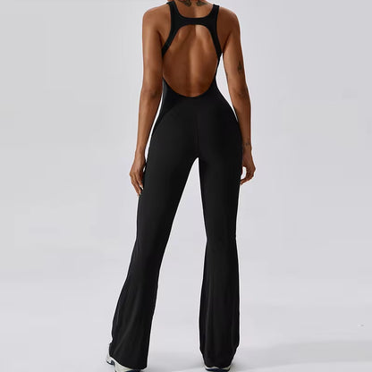 Women's Fitness V Jumpsuit and Yoga Set - Stretchable Sportswear for Training and Workouts