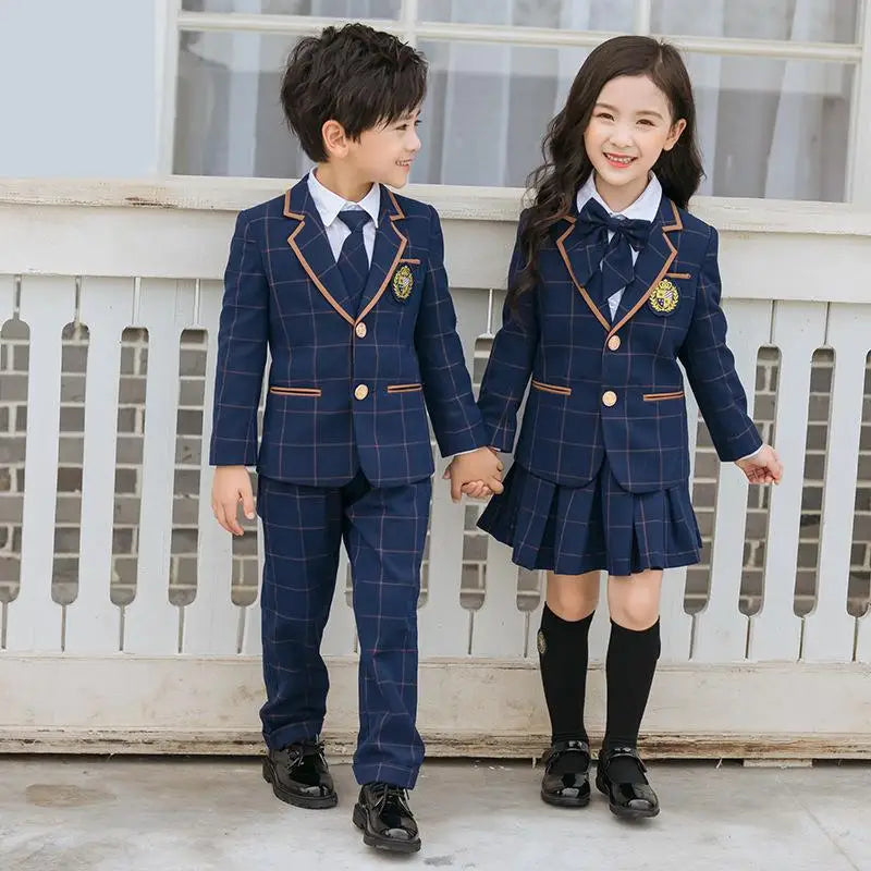 British School Uniform Kindergarten Uniform Wear Kids Primary School Wear Students Children Chorus Costume 4Pcs Set Customes