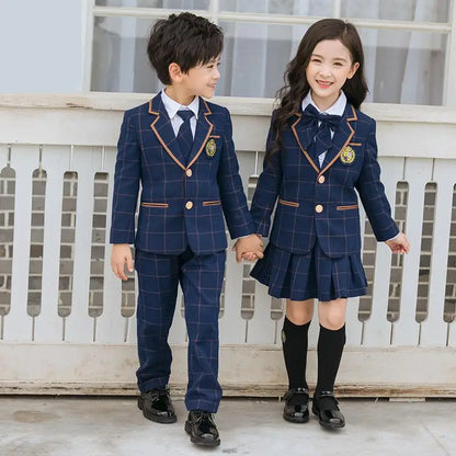British School Uniform Kindergarten Uniform Wear Kids Primary School Wear Students Children Chorus Costume 4Pcs Set Customes