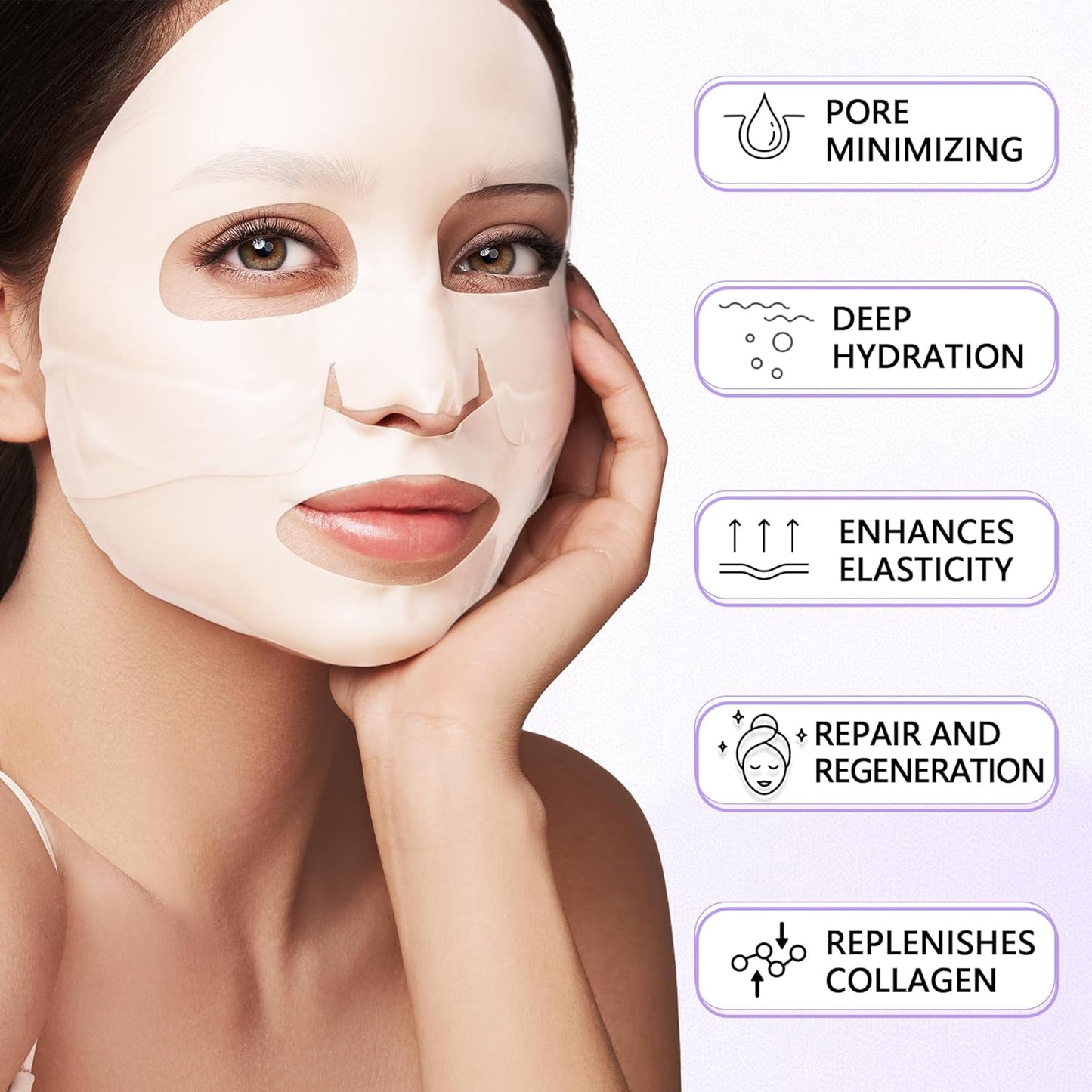 Deep Collagen Jelly Gel Face Mask,Bio-Collagen Facial Mask for Skin | Hydrating Hydrogel Sheet Overnight Mask, Low Molecular Weight Collagen for Lifting, Firming, and Moisturizing