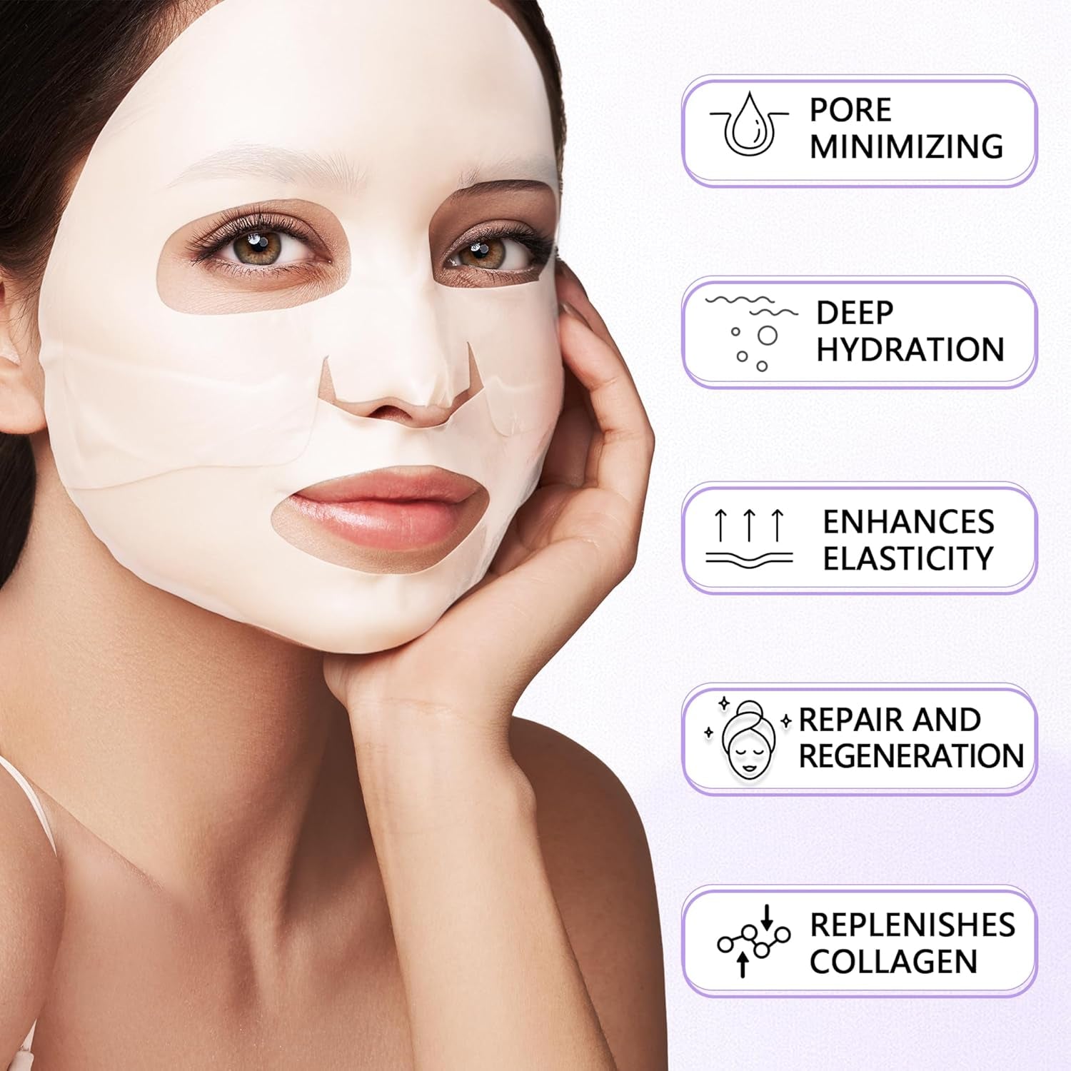 Deep Collagen Jelly Gel Face Mask,Bio-Collagen Facial Mask for Skin | Hydrating Hydrogel Sheet Overnight Mask, Low Molecular Weight Collagen for Lifting, Firming, and Moisturizing