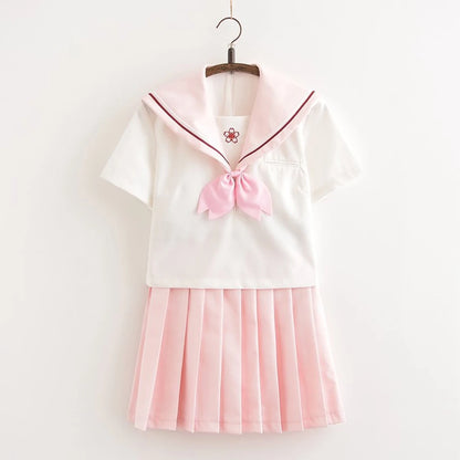 Sakura Light Pink Japanese School Uniform Skirt - JK Sailor Suit for Female Students