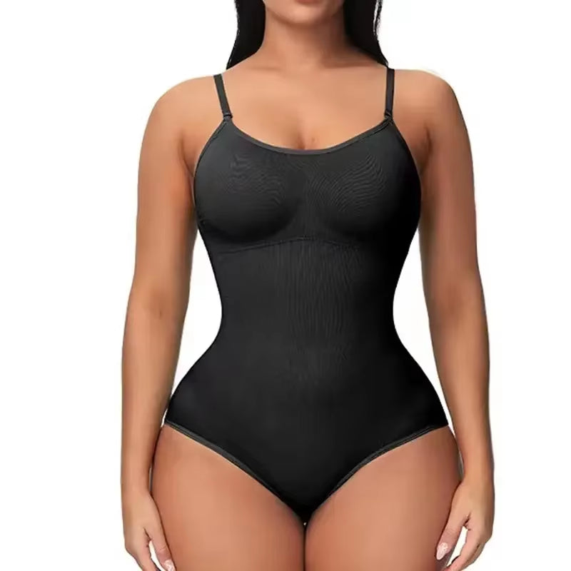 Seamless Solid Bodysuit Shapewear for Women with Tummy Control and Butt Enhancement