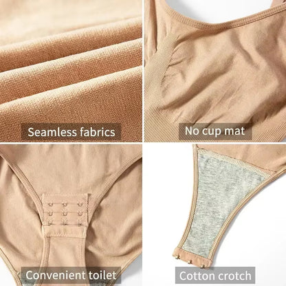 Seamless Solid Bodysuit Shapewear for Women with Tummy Control and Butt Enhancement