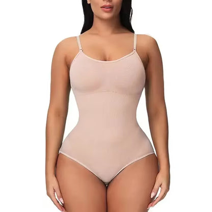 Seamless Solid Bodysuit Shapewear for Women with Tummy Control and Butt Enhancement