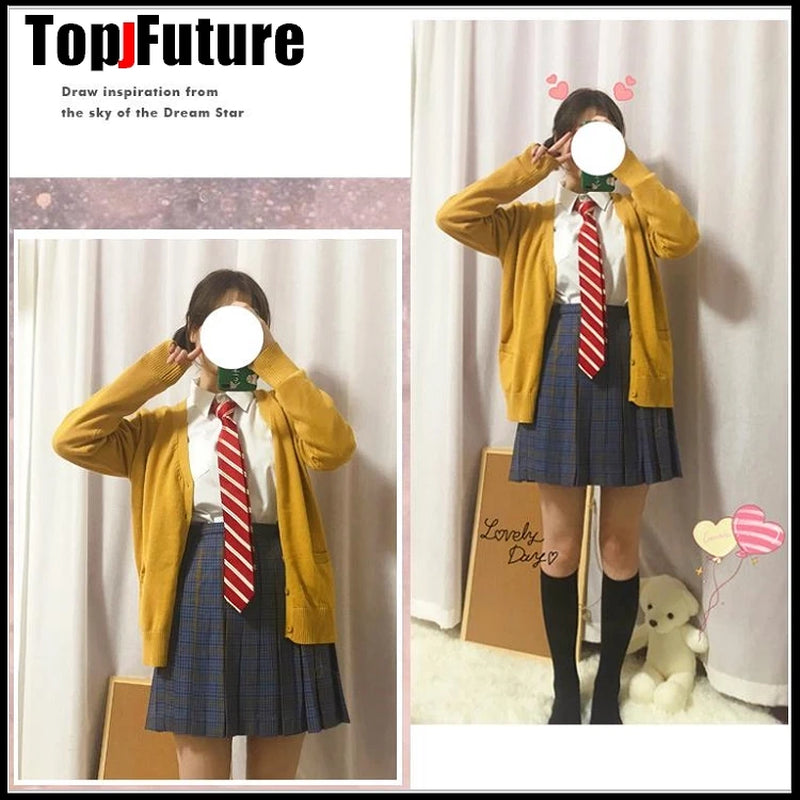 2020 Spring Cosplay School Uniform Sweater for Girls Women Long Sleeve Knitted Japanese Sailor Uniform Cardigans