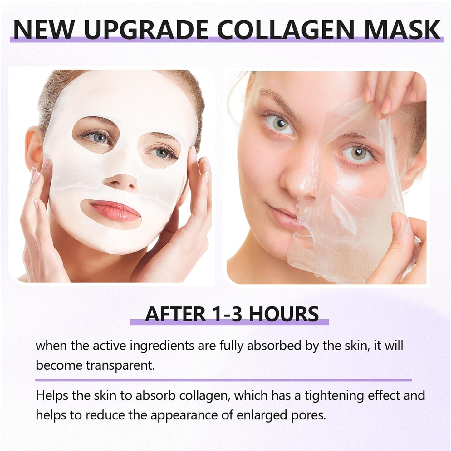 Deep Collagen Jelly Gel Face Mask,Bio-Collagen Facial Mask for Skin | Hydrating Hydrogel Sheet Overnight Mask, Low Molecular Weight Collagen for Lifting, Firming, and Moisturizing