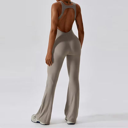 Women's Fitness V Jumpsuit and Yoga Set - Stretchable Sportswear for Training and Workouts
