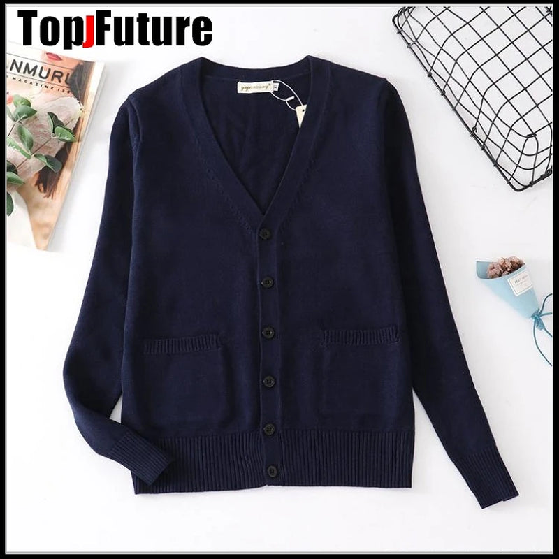 2020 Spring Cosplay School Uniform Sweater for Girls Women Long Sleeve Knitted Japanese Sailor Uniform Cardigans