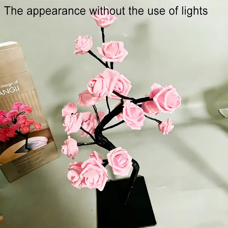 LED Table Lamp Rose Flower Tree USB Night Lights Home Decoration LED Table Lights Parties Xmas Christmas Wedding Bedroom Decor