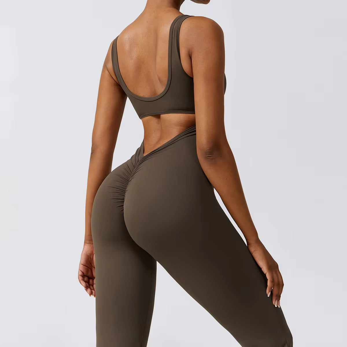 Women's Fitness V Jumpsuit and Yoga Set - Stretchable Sportswear for Training and Workouts