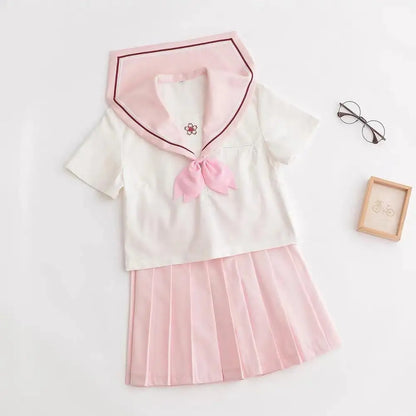 Sakura Light Pink Japanese School Uniform Skirt - JK Sailor Suit for Female Students