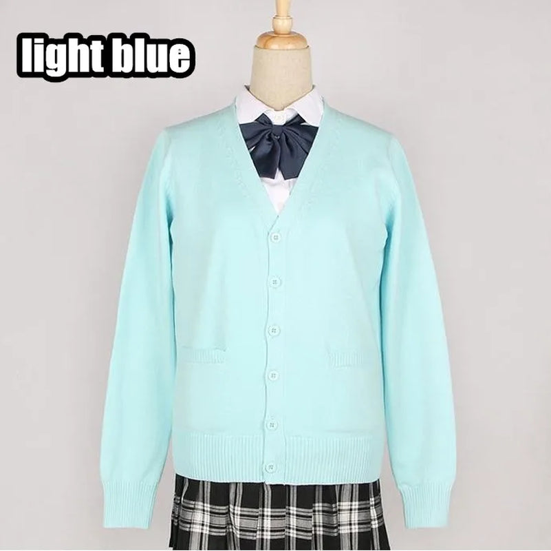 2020 Spring Cosplay School Uniform Sweater for Girls Women Long Sleeve Knitted Japanese Sailor Uniform Cardigans