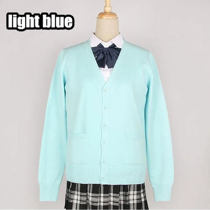 2020 Spring Cosplay School Uniform Sweater for Girls Women Long Sleeve Knitted Japanese Sailor Uniform Cardigans
