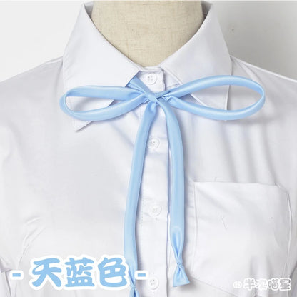 Japanese High School Short-Sleeve Uniform Shirt with Square Collar in White
