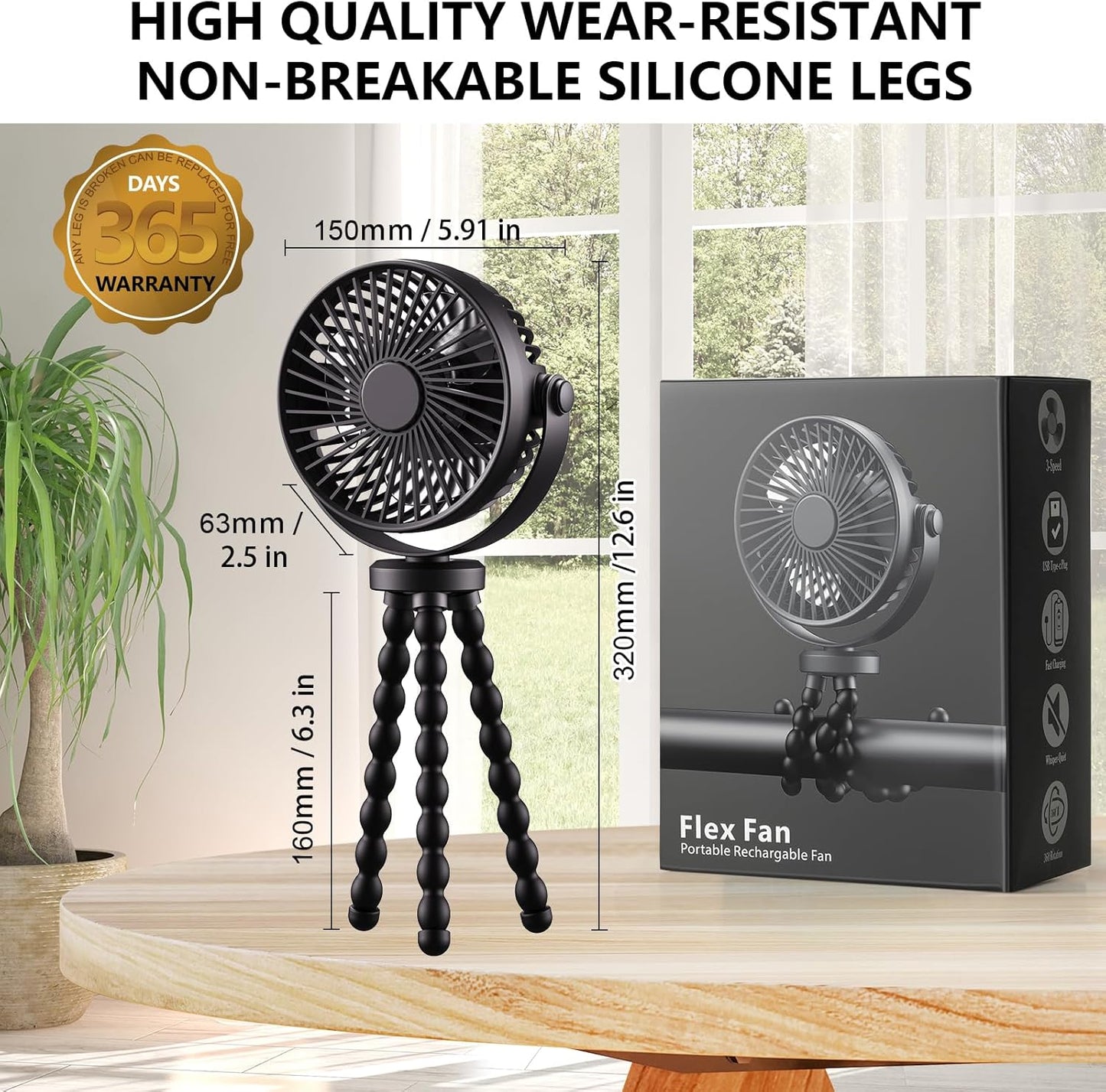Mini Handheld Personal Portable Fan, Baby Stroller Fan, Car Seat Fan, USB or Battery Powered, with Flexible Tripod Clip on Student Bed Desk Bike Crib Treadmill Camping Traveling(Black) | Car Seat Fan , USB or Battery Powered, with Flexible Tripod Clip on Student Bed Desk Bike Crib Treadmill Camping Traveling