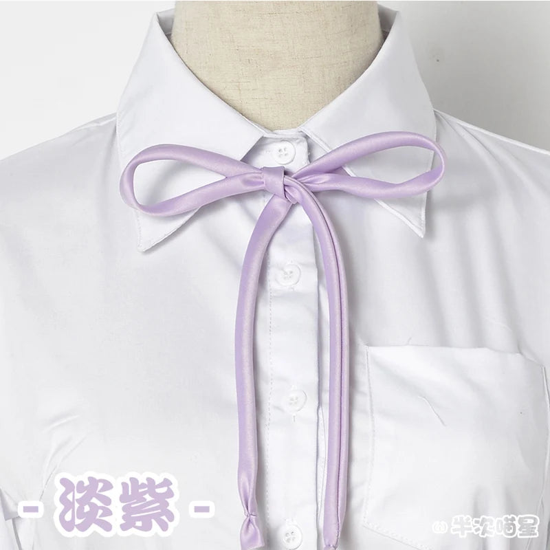 Japanese High School Short-Sleeve Uniform Shirt with Square Collar in White