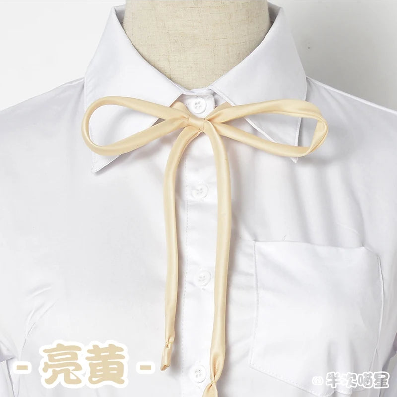 Japanese High School Short-Sleeve Uniform Shirt with Square Collar in White