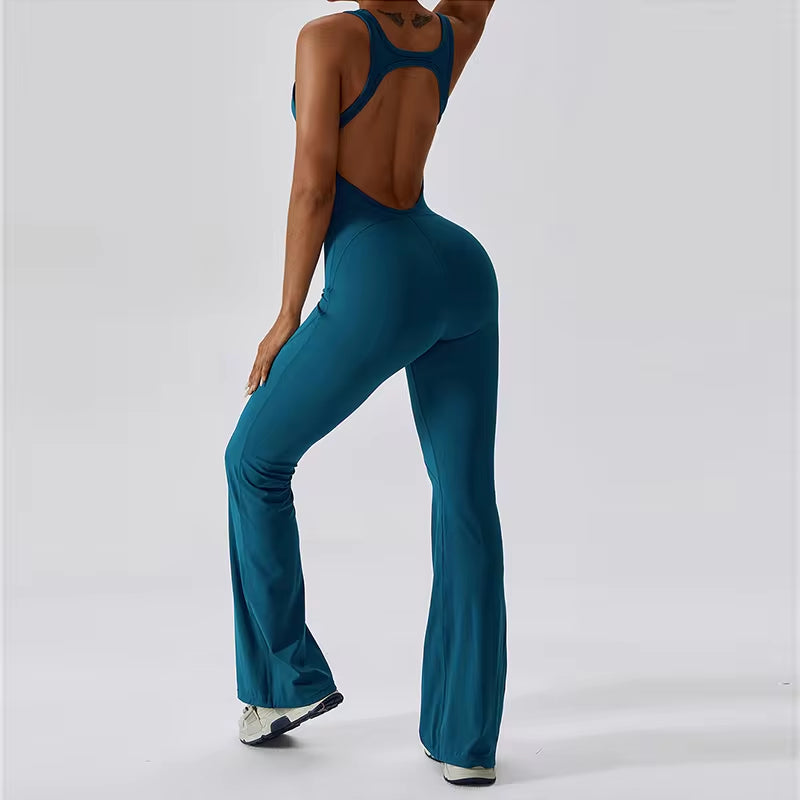 Women's Fitness V Jumpsuit and Yoga Set - Stretchable Sportswear for Training and Workouts