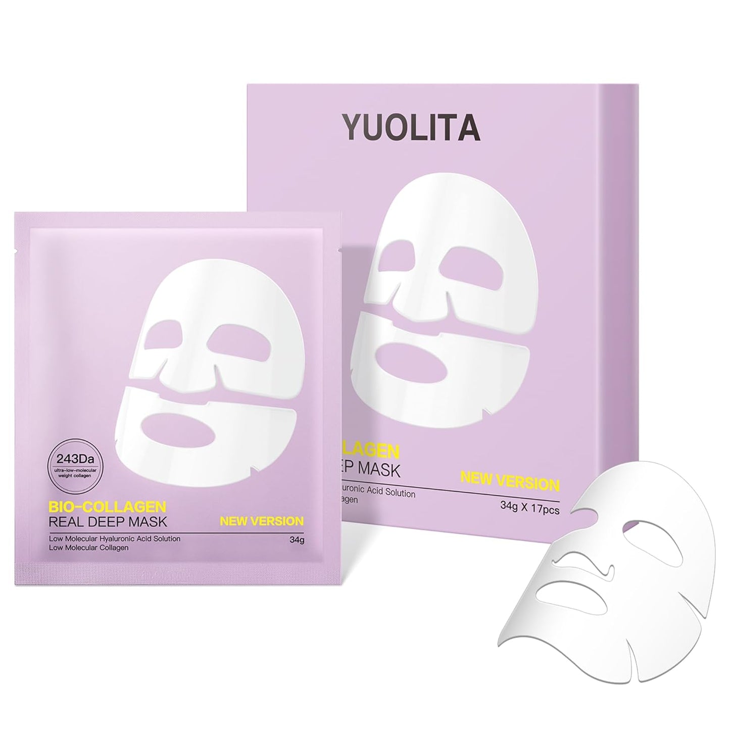 Deep Collagen Jelly Gel Face Mask,Bio-Collagen Facial Mask for Skin | Hydrating Hydrogel Sheet Overnight Mask, Low Molecular Weight Collagen for Lifting, Firming, and Moisturizing