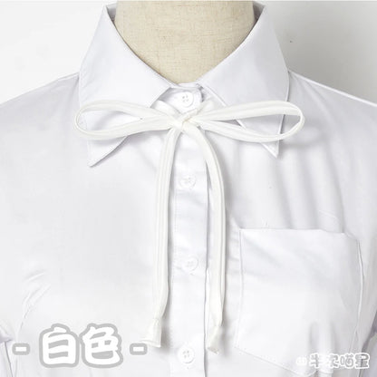 Japanese High School Short-Sleeve Uniform Shirt with Square Collar in White