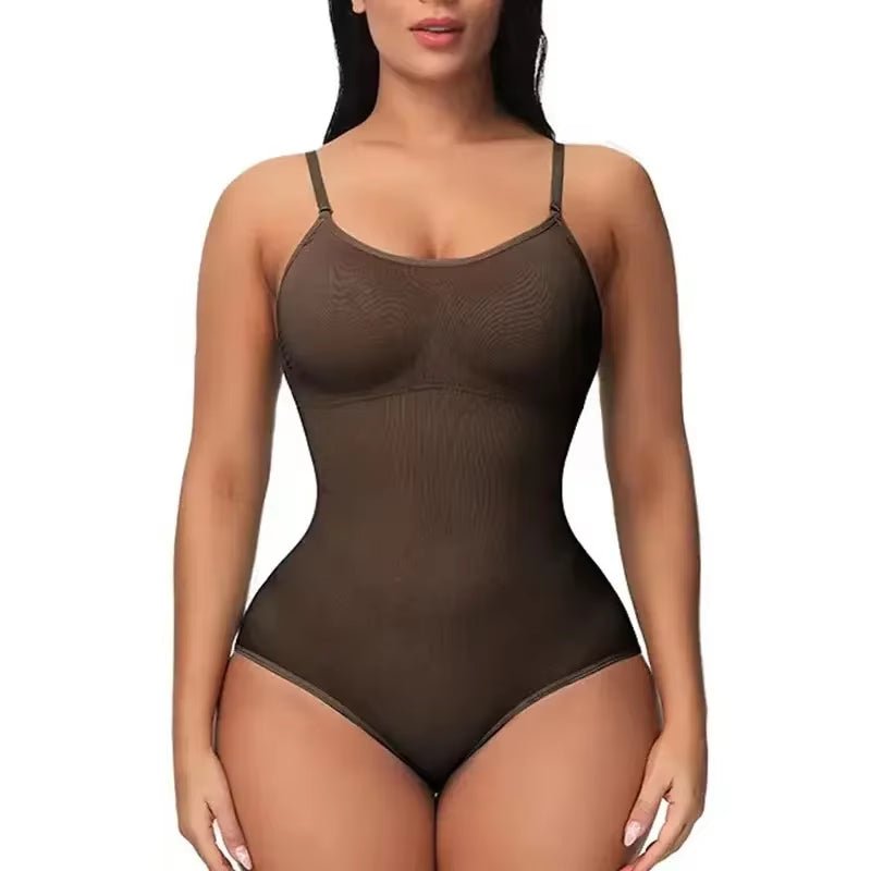 Seamless Solid Bodysuit Shapewear for Women with Tummy Control and Butt Enhancement